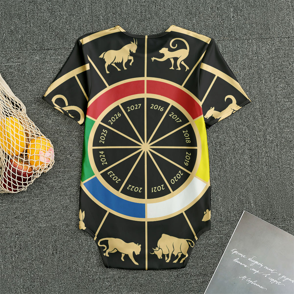 Chinese Zodiac Calendar Wheel Print Men's Bodysuit