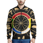 Chinese Zodiac Calendar Wheel Print Men's Bomber Jacket