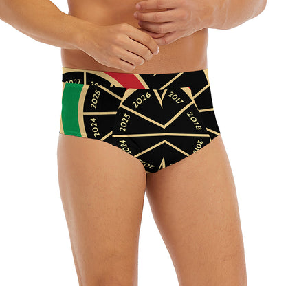 Chinese Zodiac Calendar Wheel Print Men's Briefs
