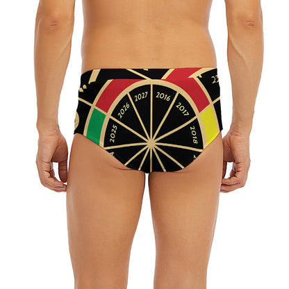 Chinese Zodiac Calendar Wheel Print Men's Briefs