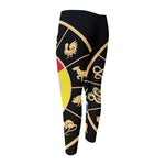 Chinese Zodiac Calendar Wheel Print Men's Compression Pants