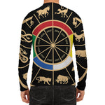 Chinese Zodiac Calendar Wheel Print Men's Long Sleeve Rash Guard