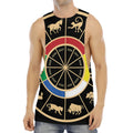 Chinese Zodiac Calendar Wheel Print Men's Muscle Tank Top