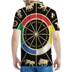 Chinese Zodiac Calendar Wheel Print Men's Polo Shirt
