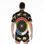 Chinese Zodiac Calendar Wheel Print Men's Rompers