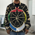 Chinese Zodiac Calendar Wheel Print Men's Shirt Jacket