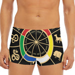 Chinese Zodiac Calendar Wheel Print Men's Short Boxer Briefs