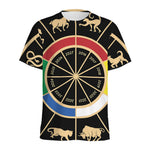 Chinese Zodiac Calendar Wheel Print Men's Sports T-Shirt