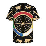 Chinese Zodiac Calendar Wheel Print Men's Sports T-Shirt