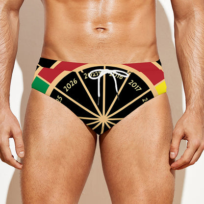 Chinese Zodiac Calendar Wheel Print Men's Swim Briefs