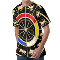 Chinese Zodiac Calendar Wheel Print Men's Velvet T-Shirt