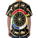 Chinese Zodiac Calendar Wheel Print Men's Velvet T-Shirt