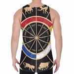 Chinese Zodiac Calendar Wheel Print Men's Velvet Tank Top