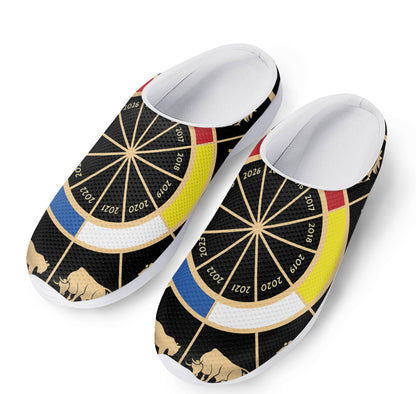 Chinese Zodiac Calendar Wheel Print Mesh Casual Shoes