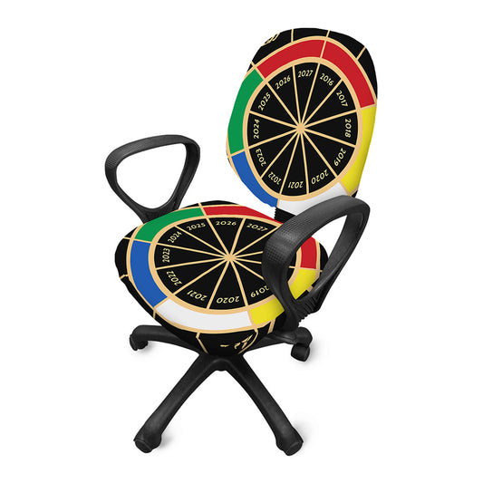 Chinese Zodiac Calendar Wheel Print Office Chair Cover