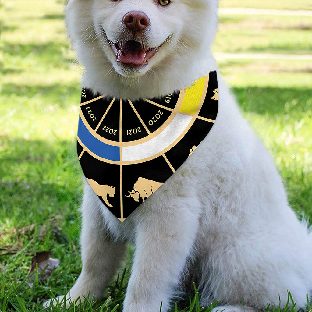 Chinese Zodiac Calendar Wheel Print Over The Collar Dog Bandana