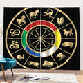 Chinese Zodiac Calendar Wheel Print Pencil Pleat Curtains
