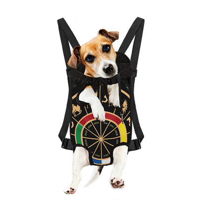 Chinese Zodiac Calendar Wheel Print Pet Carrier Backpack