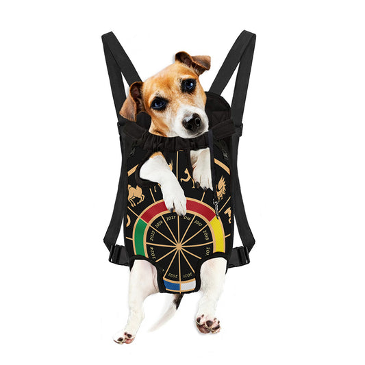 Chinese Zodiac Calendar Wheel Print Pet Carrier Backpack