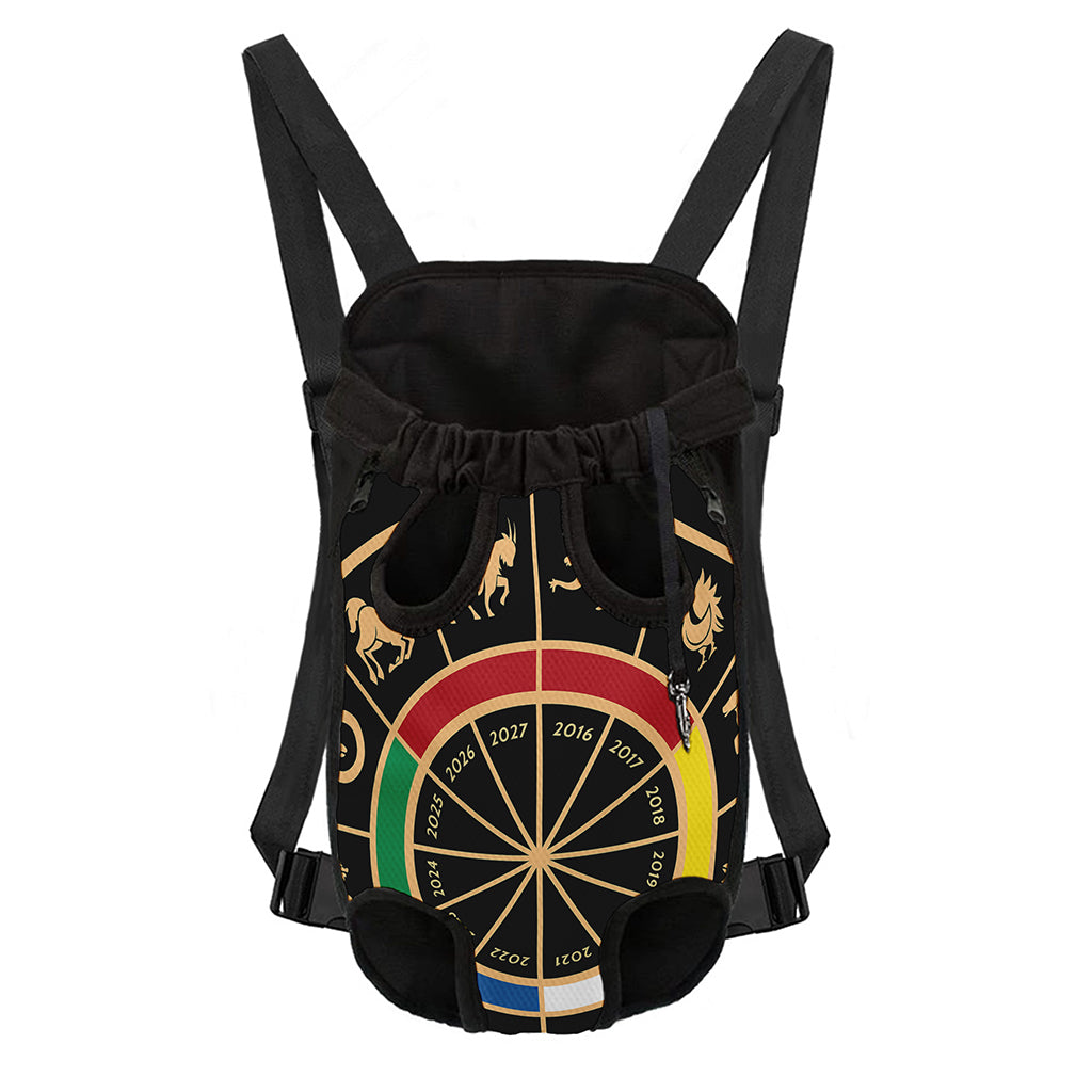 Chinese Zodiac Calendar Wheel Print Pet Carrier Backpack