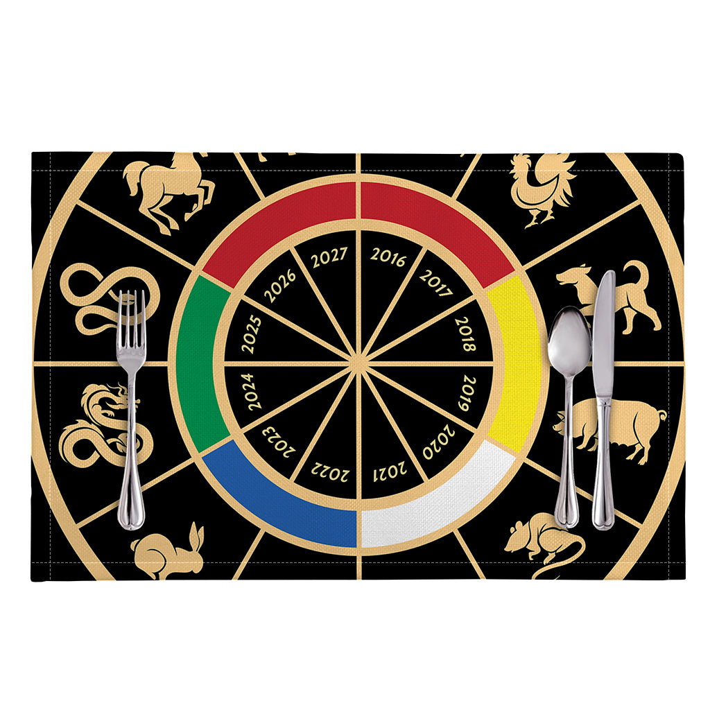 Chinese Zodiac Calendar Wheel Print Placemat