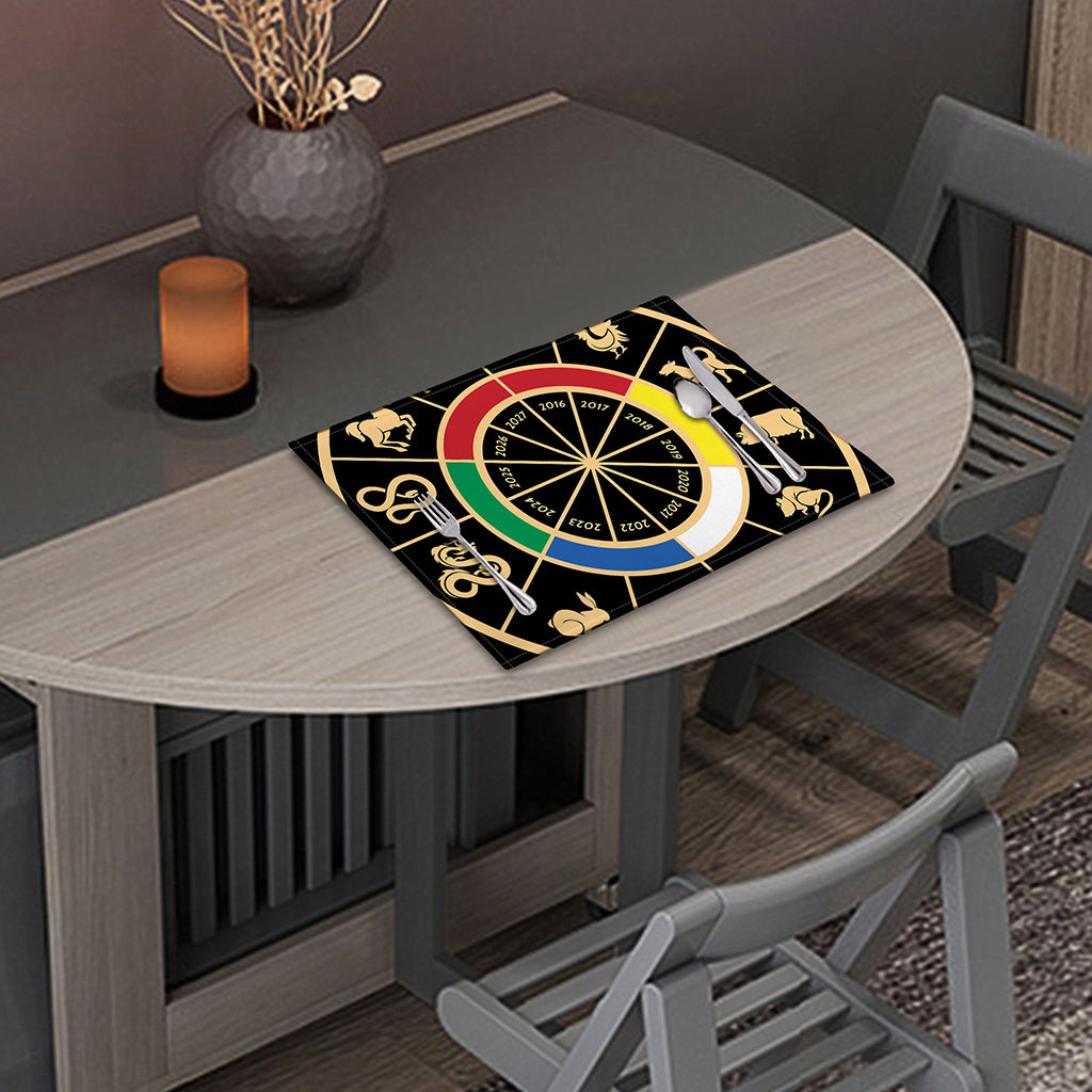 Chinese Zodiac Calendar Wheel Print Placemat