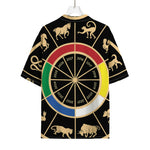 Chinese Zodiac Calendar Wheel Print Rayon Hawaiian Shirt