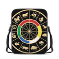 Chinese Zodiac Calendar Wheel Print Rectangular Crossbody Bag
