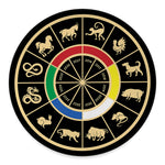 Chinese Zodiac Calendar Wheel Print Round Floor Mat