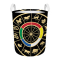 Chinese Zodiac Calendar Wheel Print Round Laundry Basket