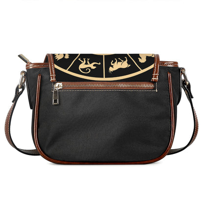 Chinese Zodiac Calendar Wheel Print Saddle Bag