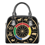Chinese Zodiac Calendar Wheel Print Shoulder Handbag