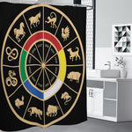 Chinese Zodiac Calendar Wheel Print Shower Curtain