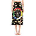Chinese Zodiac Calendar Wheel Print Side Slit Midi Skirt