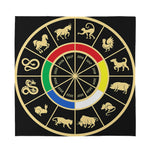 Chinese Zodiac Calendar Wheel Print Silk Bandana