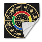 Chinese Zodiac Calendar Wheel Print Silk Bandana