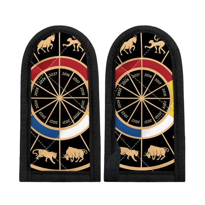 Chinese Zodiac Calendar Wheel Print Skillet Handle Cover