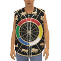 Chinese Zodiac Calendar Wheel Print Sleeveless Baseball Jersey