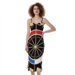 Chinese Zodiac Calendar Wheel Print Slim Fit Midi Cami Dress