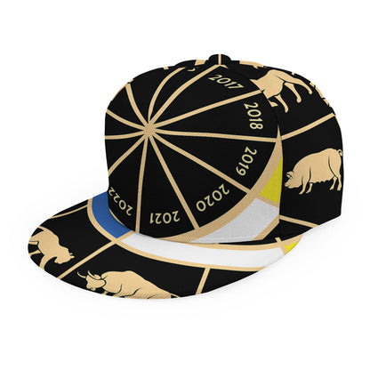 Chinese Zodiac Calendar Wheel Print Snapback Cap