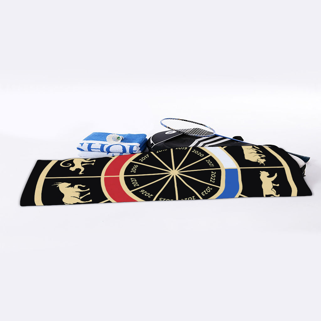 Chinese Zodiac Calendar Wheel Print Sports Towel