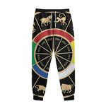 Chinese Zodiac Calendar Wheel Print Sweatpants