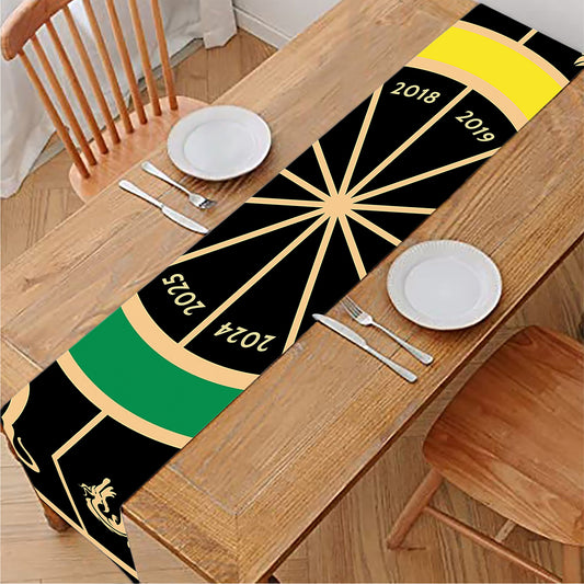 Chinese Zodiac Calendar Wheel Print Table Runner
