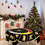 Chinese Zodiac Calendar Wheel Print Tablecloth