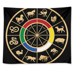 Chinese Zodiac Calendar Wheel Print Tapestry