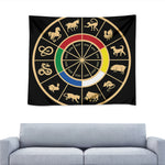 Chinese Zodiac Calendar Wheel Print Tapestry