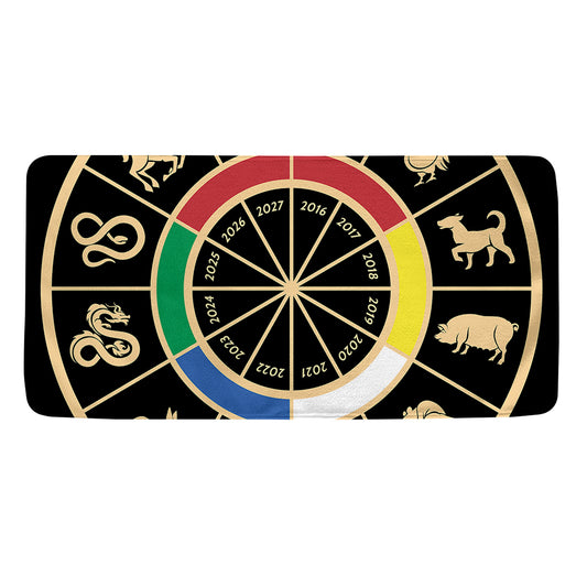 Chinese Zodiac Calendar Wheel Print Towel