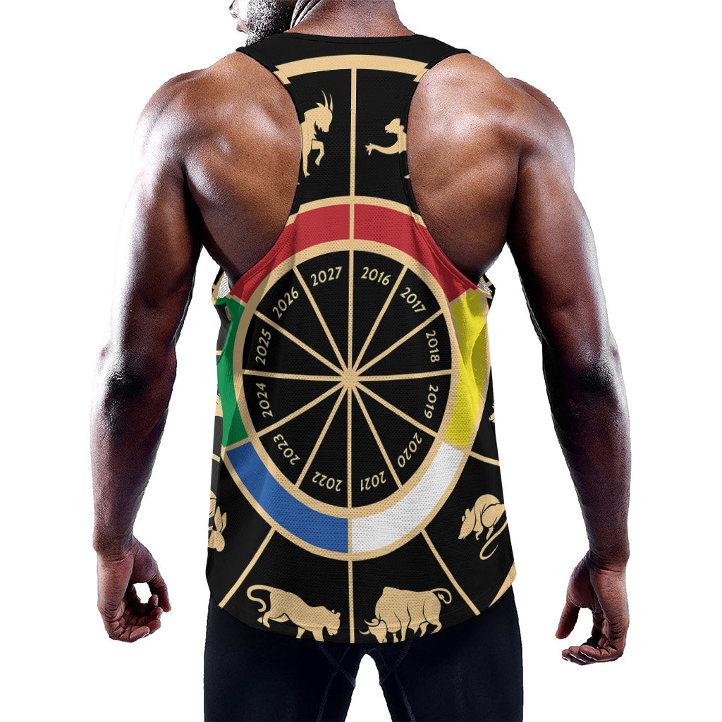 Chinese Zodiac Calendar Wheel Print Training Tank Top