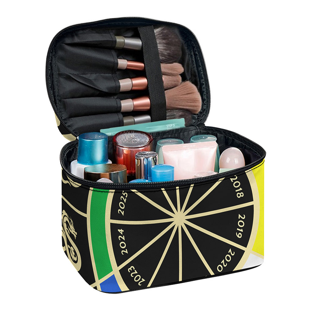 Chinese Zodiac Calendar Wheel Print Travel Makeup Bag