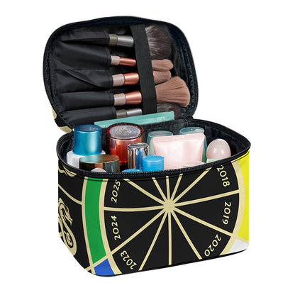 Chinese Zodiac Calendar Wheel Print Travel Makeup Bag